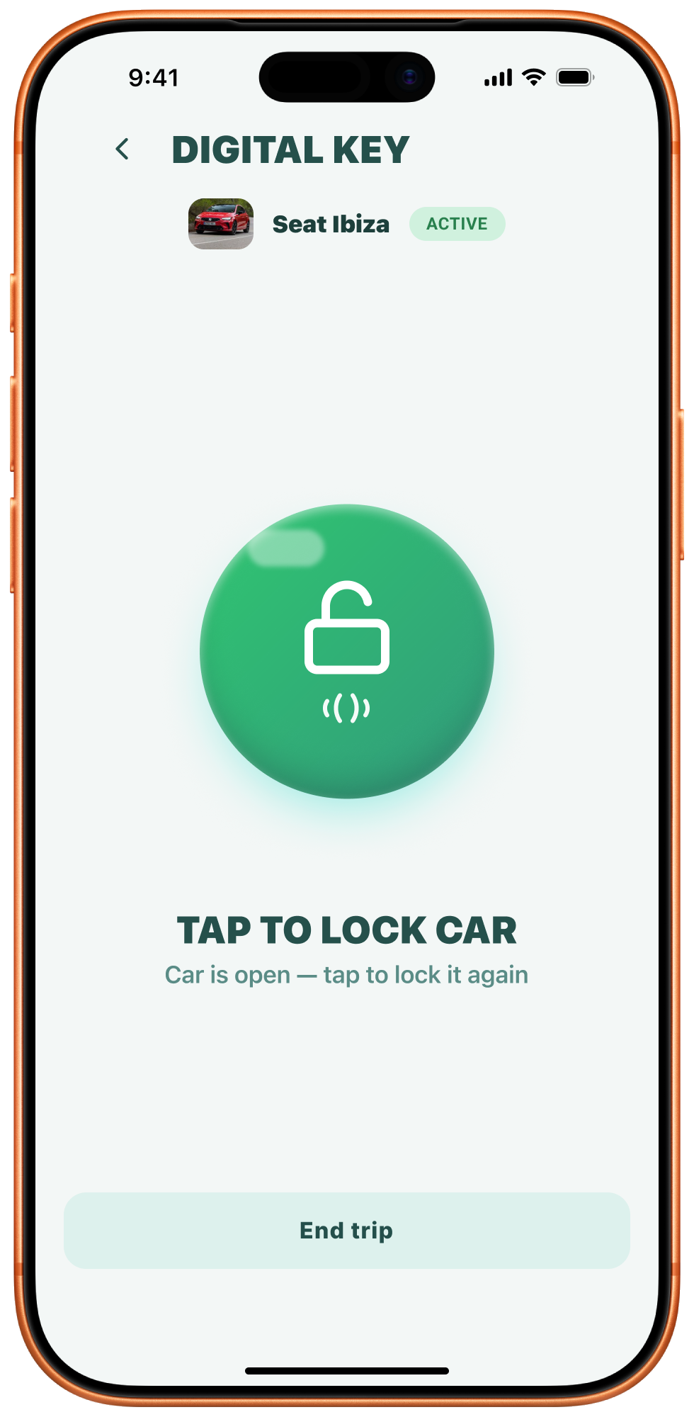 DriveOn digital key screen